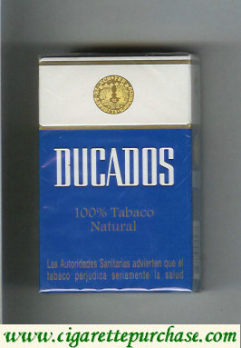 Ducados 100% Tabaco Natural blue and white cigarettes hard box