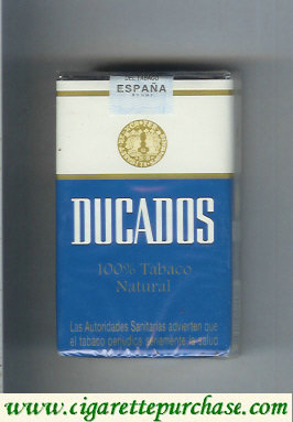 Ducados 100% Tabaco Natural blue and white and gold cigarettes soft box