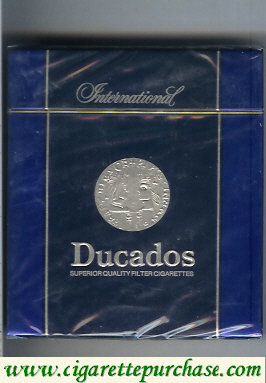 Ducados International black and blue 100s cigarettes wide flat hard box