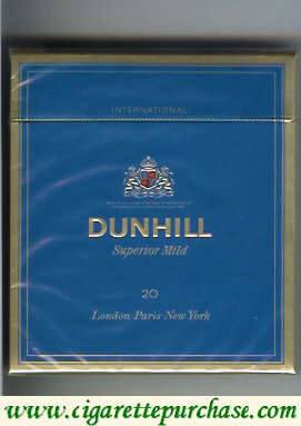 Discount Dunhill International Superior Mild 20 Blue 100s cigarettes wide flat hard box