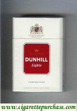 Discount Dunhill Lights Charcoal Filter white and red cigarettes hard box