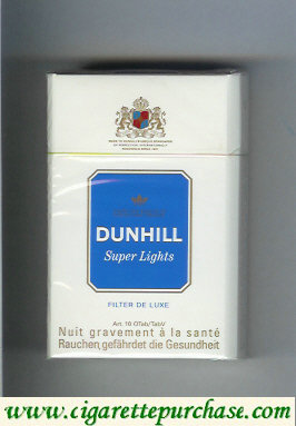 Discount Dunhill Super Lights Filter De Luxe white and blue cigarettes hard box