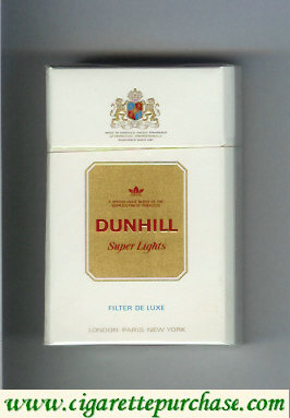 Discount Dunhill Super Lights Filter De Luxe white and gold cigarettes hard box