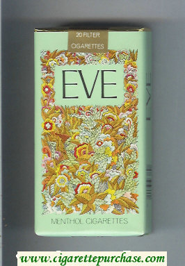 EVE Menthol 100s cigarettes green and red flowers soft box