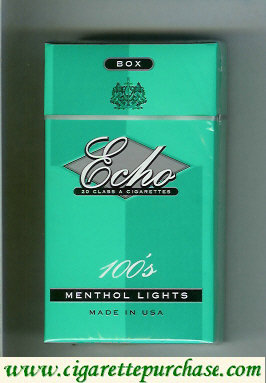 Echo 100s Menthol Lights cigarettes hard box