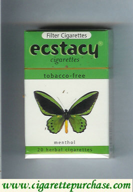 Ecstacy Menthol white and green cigarettes hard box