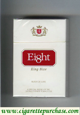 Eight King Size Filter De Luxe white and red cigarettes hard box