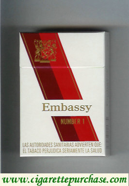 Embassy Number 1 on red cigarettes hard box