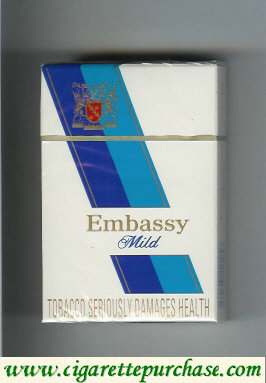 Embassy Mild on white cigarettes hard box