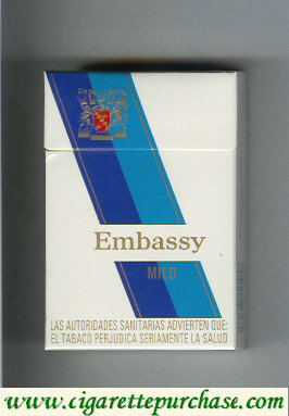 Embassy Mild on blue cigarettes hard box
