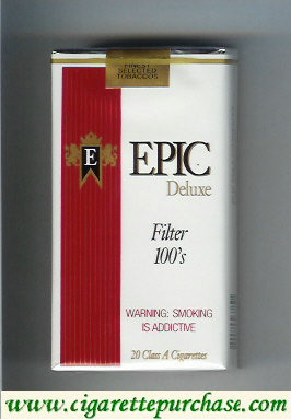 Epic Deluxe Filter 100s white cigarettes soft box