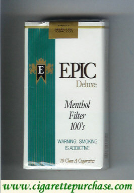 Epic Deluxe Menthol Filter 100s white cigarettes soft box