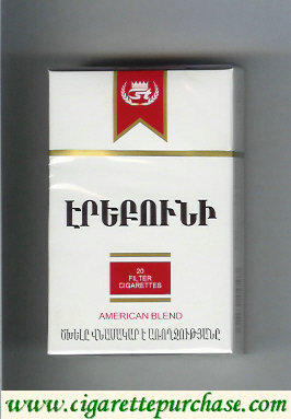 Erebuni American Blend white and red cigarettes hard box