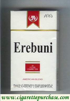 Erebuni American Blend white and red 100s cigarettes hard box