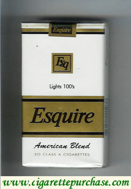 Esquire Lights 100s cigarettes American Blend white and gold soft box