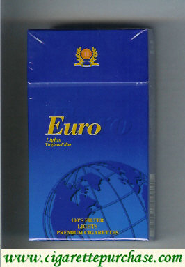 Euro Lights Virginia Filter 100s cigarettes hard box