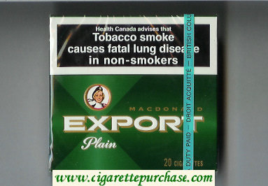 Export Macdonald Plain 20 cigarettes green wide flat hard box