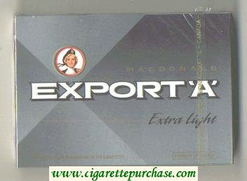 Export 'A' Macdonald Extra Light 25s cigarettes wide flat hard box