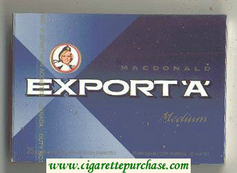 Export 'A' Macdonald Medium 25s cigarettes wide flat hard box