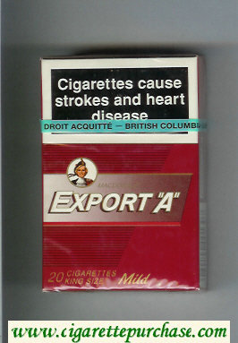 Export 'A' Macdonald Mild red cigarettes hard box