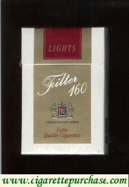 Filter 160 Lights gold and white and red cigarettes hard box