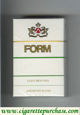 Form Light Menthol American Blend white cigarettes hard box