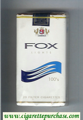 Fox Clamerica Lights 100s white and blue cigarettes soft box