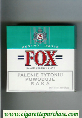 Fox Menthol Lights 25s Quality American Blend cigarettes hard box