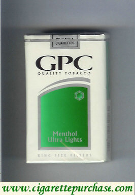 GPC Quality Tabacco Menthol Ultra Lights King Size Filters Cigarettes soft box