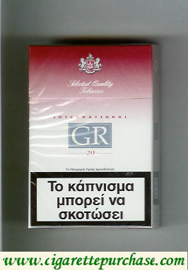 GR Selected Quality Tobaccos International white and red cigarettes hard box