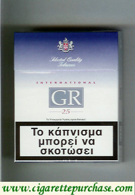 GR Selected Quality Tobaccos International 25s white and blue cigarettes hard box