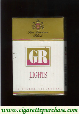 GR Fine American Tobaccos Lights white and gold cigarettes hard box