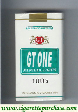 GT One Menthol Lights Filter cigarettes 100s soft box