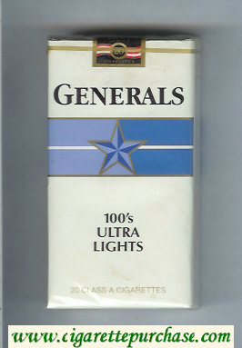 Generals 100s Ultra Lights cigarettes soft box