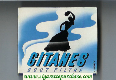 Gitanes Bout Filtre white and blue cigarettes wide flat hard box