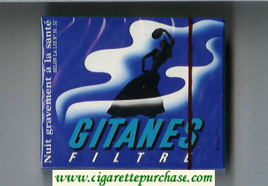 Gitanes Filtre blue and white cigarettes wide flat hard box