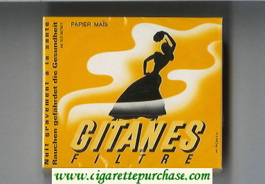 Gitanes Filtre yellow and black cigarettes wide flat hard box