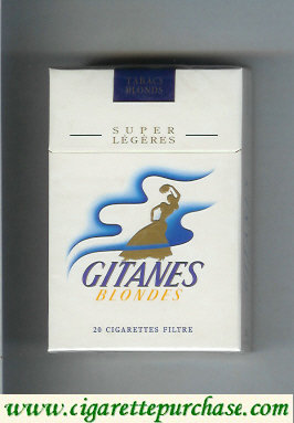 Gitanes Blondes Super Legeres white and blue cigarettes hard box