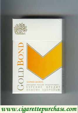 Gold Bond Super Lights white and yellow cigarettes hard box