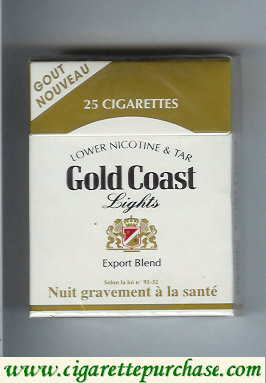 Gold Coast Lower Nicotine and Tar Lights Export Blend 25s cigarettes hard box