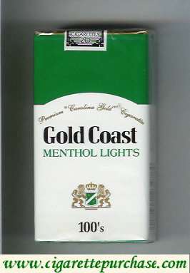 Gold Coast Menthol Lights 100s Premium 'Carolina Gold' Cigarettes soft box