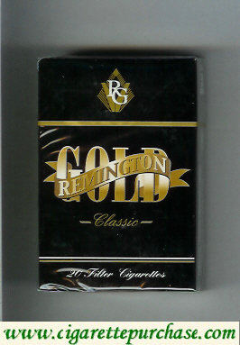 Gold Remington Classic black cigarettes hard box