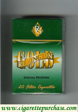 Gold Remington Special Menthol green cigarettes hard box