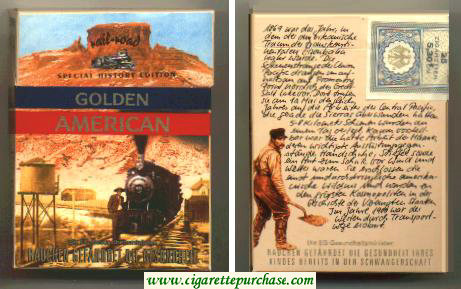 Golden American Special History Edition Rail-road 25s cigarettes hard box