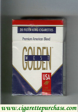 Golden West Premium American Blend USA white and blue cigarettes hard box