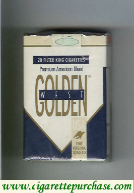 Golden West Premium American Blend USA white and blue cigarettes soft box