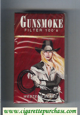 Gunsmoke Western Blend Filter with cowgirl brown 100s cigarettes hard box