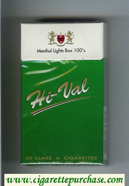 Hi-Val Menthol Lights Box 100s cigarettes hard box