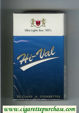 Hi-Val Ultra Lights Box 100s cigarettes hard box