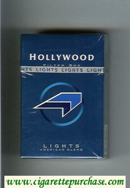 Hollywood Filter Lights American Blend blue and light blue and black cigarettes hard box